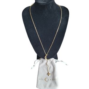 LILI CLASPE Gold Rope The Moon and Star Lariat Necklace
